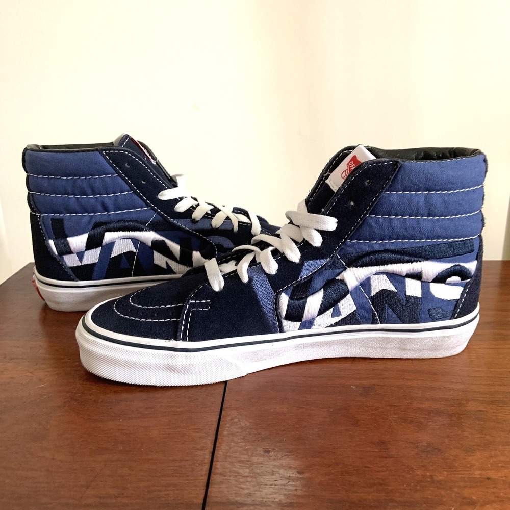 Vans Sk8 Hi Blue Parisian Night Off The Wall Shoes Men 6 Women 7.5 EU 38